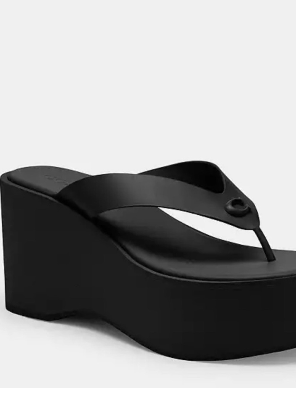 Platform Wedge Thong Sandals - Black